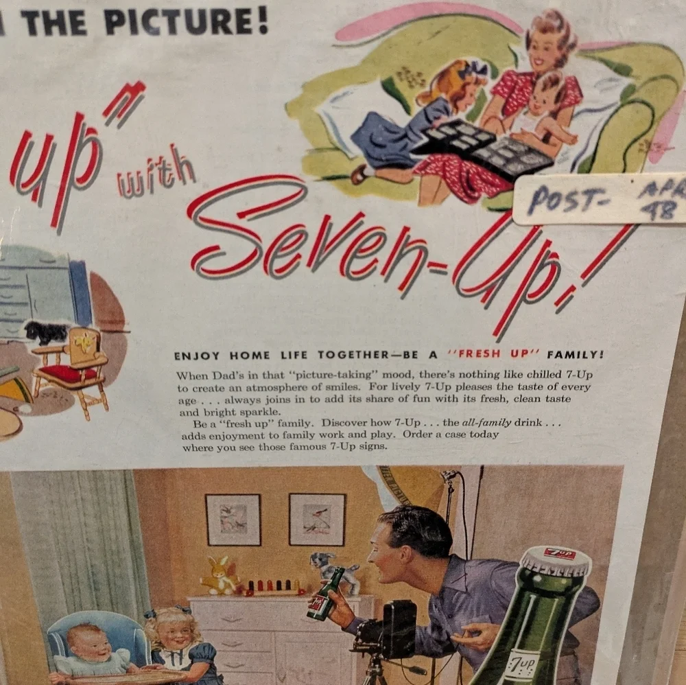 Vintage Seven-Up Advertisement Poster April 3 1948 11x14